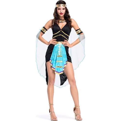 New Ancient Egyptian Mythological Goddess Blue Belt Goddess Evening Performance Costume Cosplay