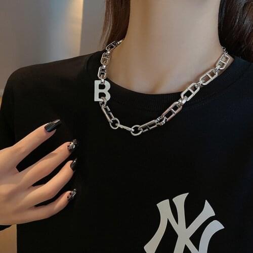 Stainless Steel Letter B Pendan Necklaces Fashion Punk Jewelry Chain Chunky Necklace For Women Girl
