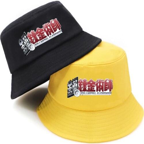 Anime Fullmetal Alchemist Bucket Hat teenager Outdoor Fisherman Hats Summer Hip Hop Caps unisex Streetwear bucket caps