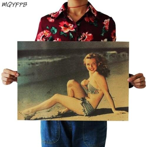 Star Marilyn Monroe Goddess Kraft Paper Poster Family Decoration Wall Sticker 50.5x35cm