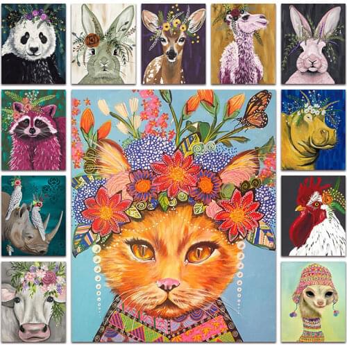 Full Diamond painting Animal cat deer bunny DIY Diamond mosaic chicken cow Diamond embroidery Cross stitch colorful panda rabbit