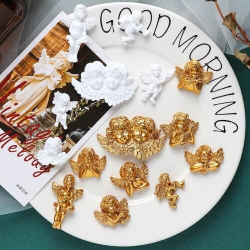 Victorian Angel Gold White Resin Patch Charms 10pcs/lot DIY Jewelry Making Finding Accessories