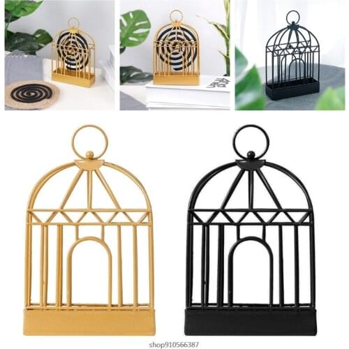 Retro Wrought Iron Birdcage Shape Insect Mosquito Coil Holder Innovative Home Incense Sandalwood Mosquito Repellent Burning A21