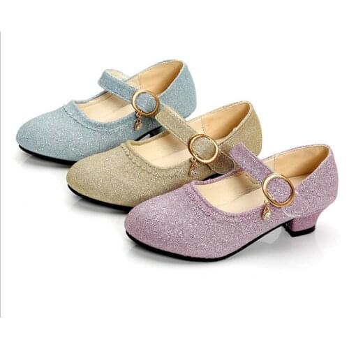 Sexy hot Fashion classic Girls Leather Shoes Autumn Buckle Sandals New Children Shoes High Heels Princess Sweet Sandals