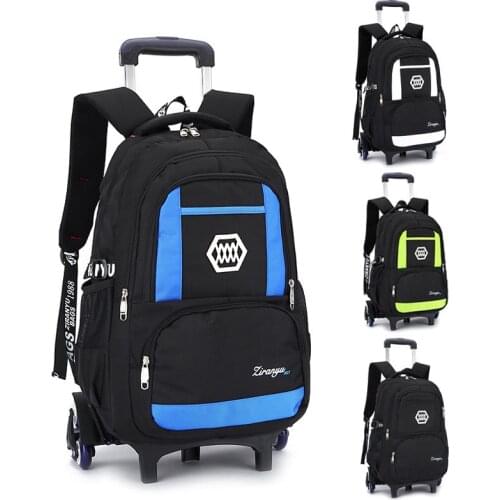 Removable Trolley School Backpack 2/6 Wheels backpack Waterproof children School Bag boys Kids large capacity Luggage bags