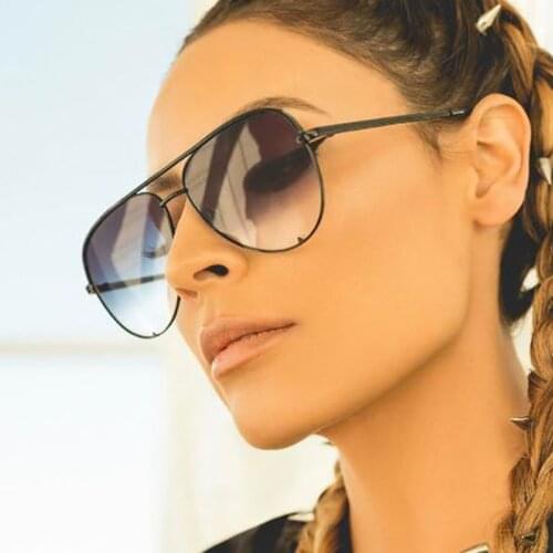 New Fashion Pilot Sun Glasses Vintage Men Women Metal Frame Driving Sunglasses UV400 Round Pink Bule Gradient Mirror Goggle