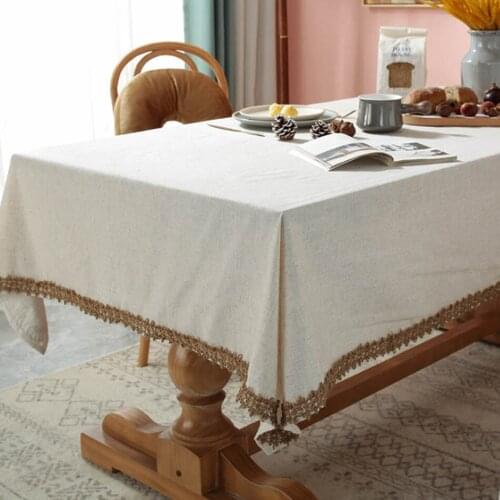 Modern And Simple Brown Hemp Rope Lace Tablecloth American Tablecloth Coffee Table Birthday Party Wedding Rectangular Tablecloth