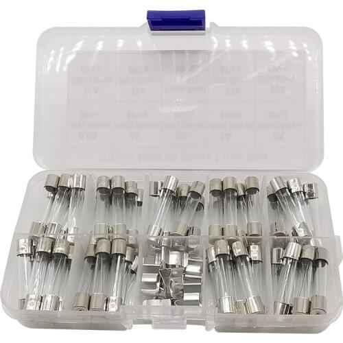 72Pcs/set M6x30mm Fuse Assorted Kits Fast-Blow Fuse Quick Blow Glass Tube Fast-blow Glass Fuses 0.5A 1A 2A 3A 5A 10A 15A 20A 30A