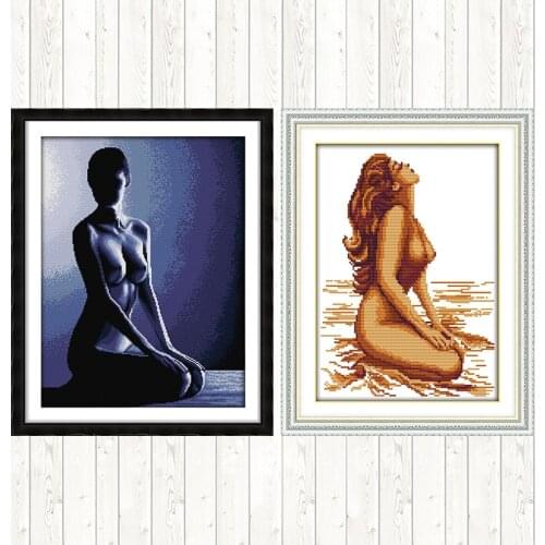 Joy Sunday Cross Stitch Fabric for Embroidery Kit Sexy Woman Patterns DMC DIY Crafts Cross Stitch for Needlework Printed Canvas