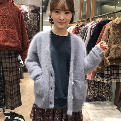 Thick Warm Sweater Natural Mink Cashmere Cardigans Vintage Women New Pure Cashmere Jacket Factory Drop Shipping tbsr777