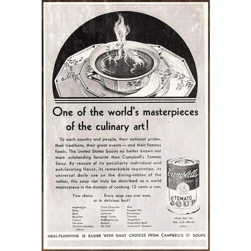 Campbells Tomato Soup 12x8 Inch Vintage Retro Decor Metal Tin Sign