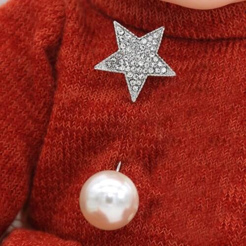 Unisex Simulated Pearl Rhinestone Star Flower Letter V Brooch Lapel Pin Suit Stick Brooches Wedding Party Accessories