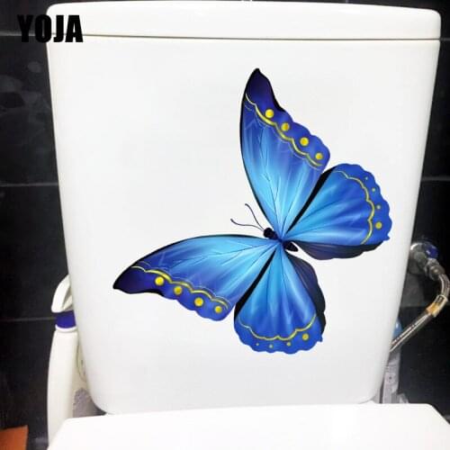 YOJA 23.1X18.3CM Blue Gorgeous Butterfly Home Decor Living Room Wall Sticker Classic Art Toilet Decal T1-2097
