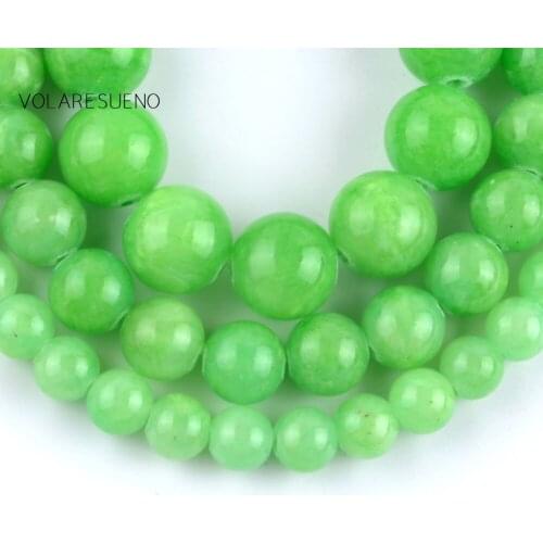 Green Jades Natural Round Loose Beads 15” Strand Pick 4-12mm Spacer Beads For Charm Necklace Bracelet Accessory Jewelry Making