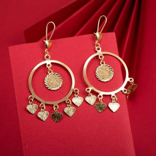 Dubai Gold Color Earrings 24K For Women Wedding Jewelry Womens Earrings For Girls Bridal Wife Gifts African Dubai French