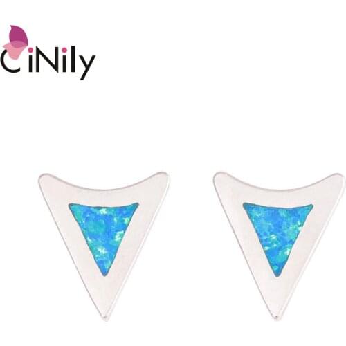 CiNily Created Blue Fire Opal Silver Plated Wholesale Fashion for Women Jewelry Engagement Earrings 12mm OH4576