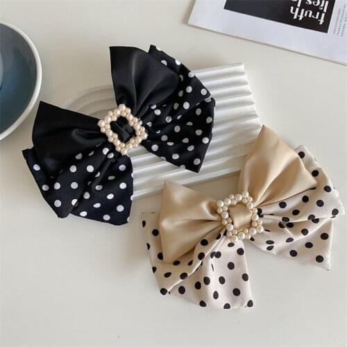 2021 New Japan Korean Black White Dot Bowknot Hair Grips Clip For Women Fashion Hair Accessories Hairpins