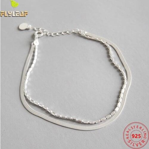 Flyleaf Double Layer Snake Bone Chain Bracelets For Women 2018 New Trend 100% 925 Sterling Silver Fashion Ol Jewelry