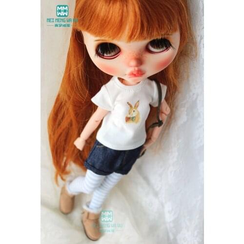 1/6 Blyth Azone clothes fashion t-shirt, cuffed shorts for 28-30cm Blyth doll Accessories
