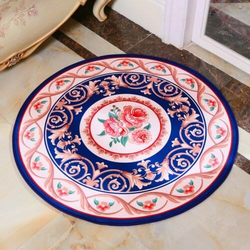 1Pcs Fahison Round jacquard Leaves flowers Absorbent Non-slip Cartoon Cute Carpet Computer swivel chair hanging basket mat