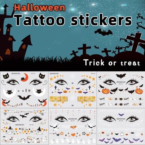 1pc Face Stickers Kids Halloween Spider Web Tattoo Stickers Waterproof Personality Masquerade Funny Makeup Decoration Face Art
