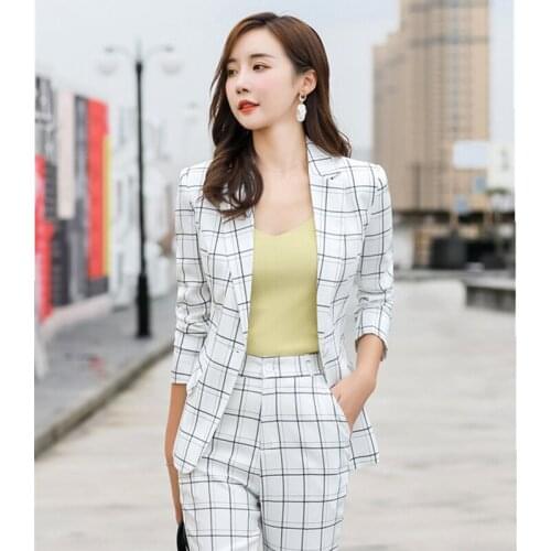 2021 high-quality autumn and winter new professional suit womens plaid suit atmospheric business formal wear overalls