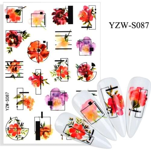 3D Nail Sticker Peony Lily Rose Slider Nails Art Decoration Wraps Decals Cute Design Adhesive Manicure Tips Stickers Pegatina