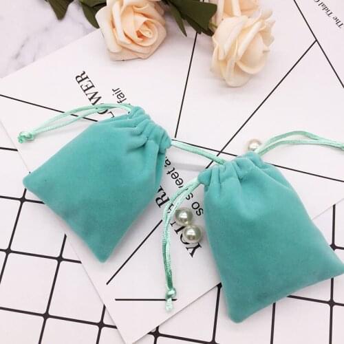 500pcs High quality light blue velvet drawstring jewelry bag size 8*10cm with screen printing logo and include shipping by DHL