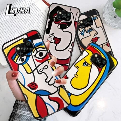 Picasso Abstract Art For Xiaomi Poco C3 M3 M2 X3 NFC X2 F2 Pro F1 F3 Mi Play Mix 3 A2 Lite A1 6 5X Black Soft Phone Case