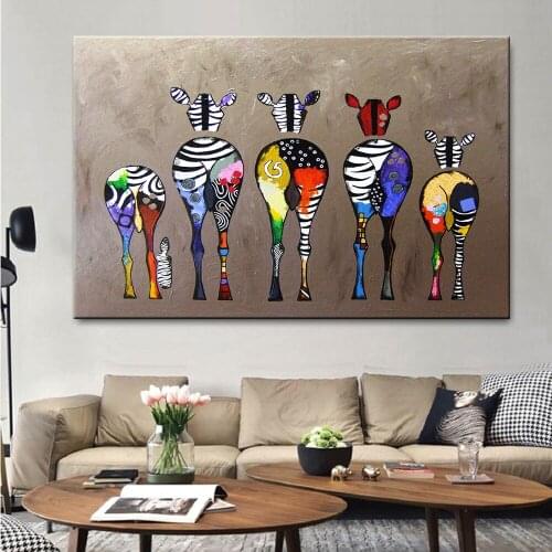 Abstract Zebra Canvas Art Paintings On The Wall Colorful Animals Art Prints African Animals Art Pictures For Living Room Wall