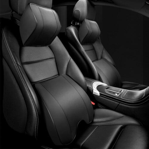 PU Car Neck Massage Pillow Lumbar Support Cushion Auto Seat Travel Relax Head Waist Pillow Memory Foam Car Headrest Back Cushion