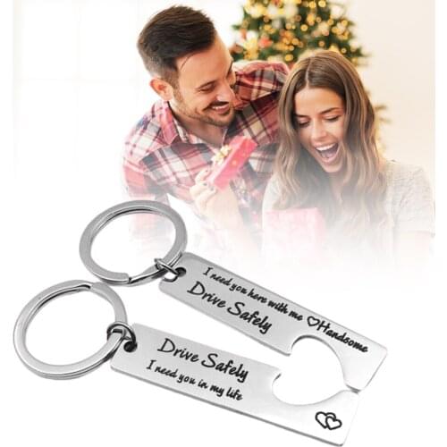 1 Pair Drive Safely I Need You In My Life Keychain for Boyfriend Husband Dad Christmas Birthday Valentines Day Gifts Keychain