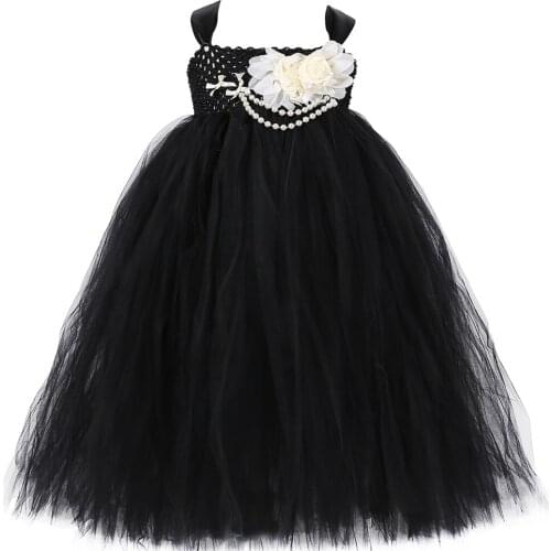 Black Flower Girl Tutu Dress Princess Girls Wedding Flower Girl Dresses Kids Ball Gown Children Birthday Party Costume Clothes