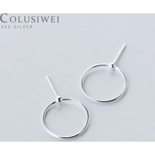 Colusiwei Hot Sale Fashion Round Circle Drop Earrings for Women Geometric Simple Genuine 925 Sterling Silver Fine Jewelry Gift