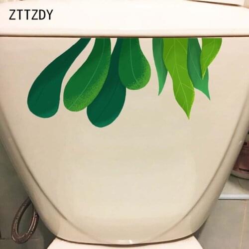 ZTTZDY 28*12.9CM Nature Green Leaf Toilet Seat Decor Fresh Home Wall Sticker T2-0337