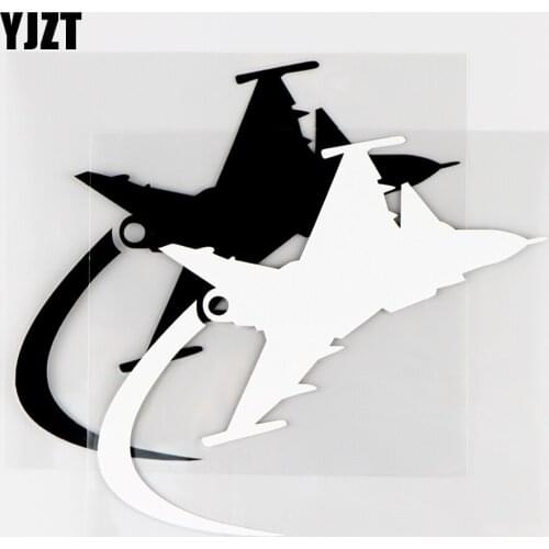 YJZT 14×12.7CM Military Aircraft Silhouette Personalized Body Modification Vinyl Decal Car Stickers Black / Silver 10A-0492