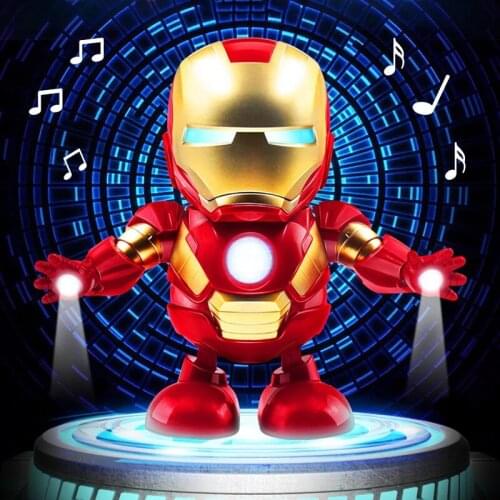 Baby Electronic Toys Disney Iron Man Dancing Robot Luminous Toy Marvel Action Figures Model Birthday Presents for Children