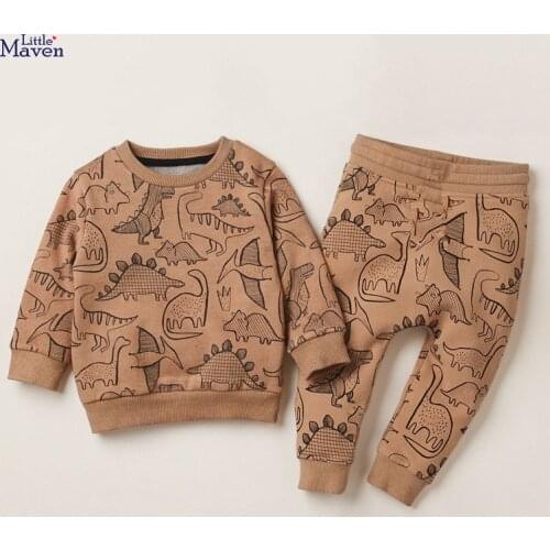2-7 years baby boy clothes sets fashion cartoon dinosaur print hoodies pants 2pcs for boys childrens casual suits kids clothes