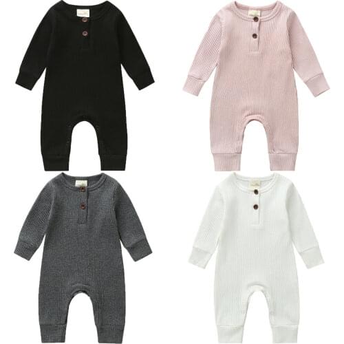 New Baby Knitting Rompers Newborn Infant Baby Boys Girls Warm Autumn Clothes Solid Color Romper Jumpsuit Outfit 0-18M