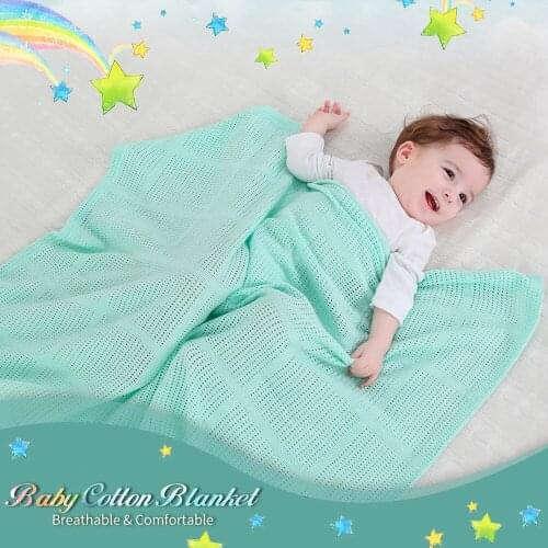 Baby Cotton Blanket Toddler and Newborn Swaddle Blanket for Stroller and Nursery Crib Soft Breathable Receiving Blanket 70*90cm