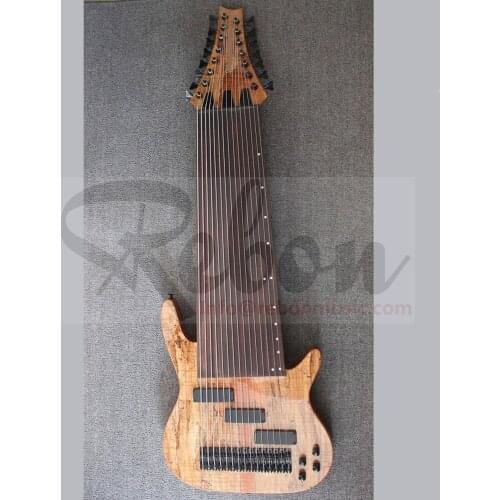 Weifang Rebon 15 String Fretless Neck through body electric Bass Guitar with Spalted Maple
