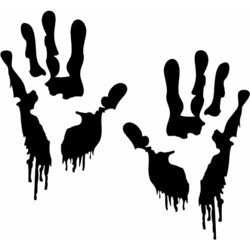 Personality Car Stickers Bloody Handprints Funny PVC Car Decoration Accessories Decals Creative Waterproof Sunscreen Black/white