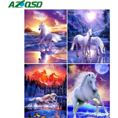 AZQSD Oil Painting By Number Horse Animal Drawing On Canvas Picture By Numbers Handpainted Modern Wall Art Gifts