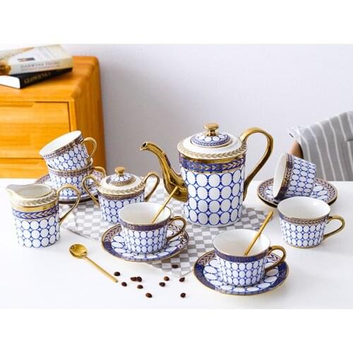 Ceramic Tea Set Coffee and Milk Drink Set 3 Teapot & 6 Teacups With Spoon & Tray Eco-Friendly Nordic Mugs Wedding Gifts Box