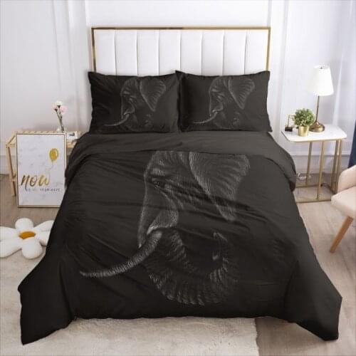 2021Hot style 3D digital Elephant printing Polyester bedding set 1 duvet cover + 1/2 pillowcases bed in a bag US/EU/AUsize