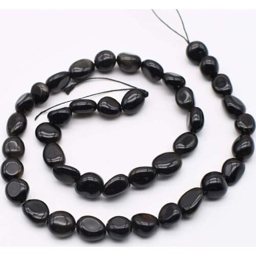 8-11MM Natural Black tourmaline irregular round Stone Beads For DIY necklace bracelet jewelry making 15 "