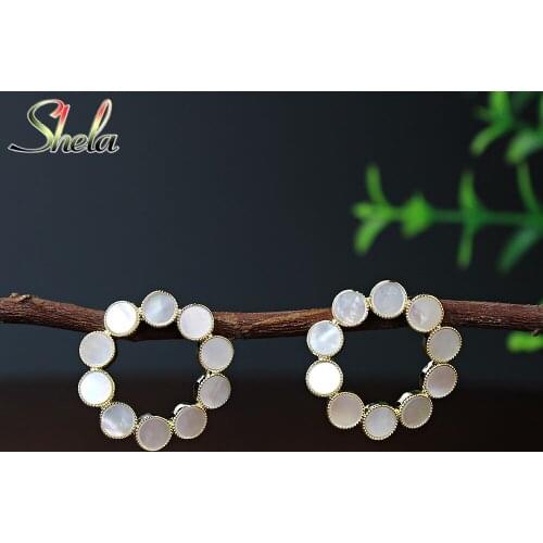 Circle Flower Stud Earrings For Women Natural Shell Boho Party Weddding Korean Fashion Jewelry Acessories S925 Pin High Quality