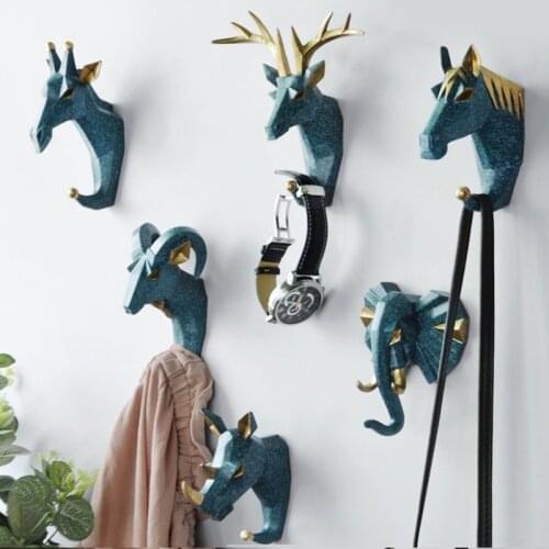 1Pc Nordic Resin Animal Shaped Coat Hook Wall Mounted Key Hat Bag Hanger Sundries Storage Hold for Living Room Aisle