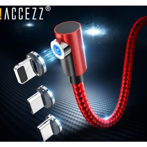 !ACCEZZ Magnetic Cable Fast Charging Micro USB Type C For iPhone X XS MAX XR 8 Magnet Charge For Samsung S10 Phone Cable Cord 2M
