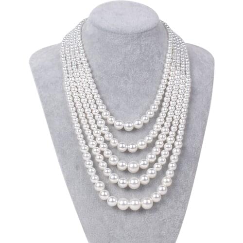 PRISTINE 1940 Champagne Glass Pearl Necklace,Vintage Art Deco Multi Strand Bridal Necklace Pave Rhinestone 1930s Wedding Jewelry